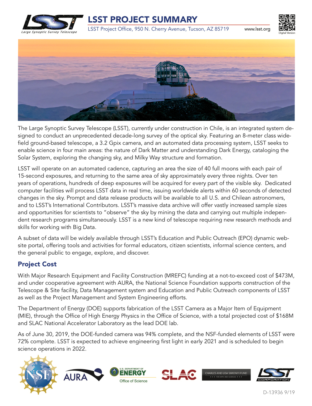 Fact Sheets The Large Synoptic Survey Telescope
