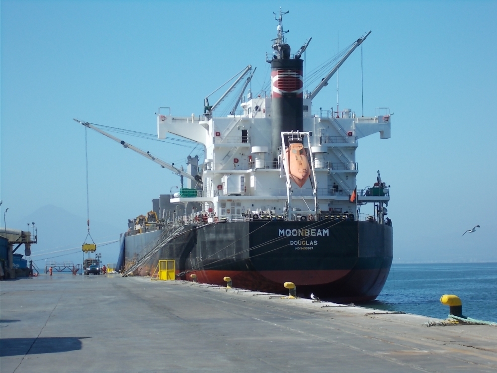 A ship similar to the ones that will transport LSST components is seen here docked in the Port of Coquimbo, Chile.  Image credit:  M. Logue, LSST/NSF/AURA